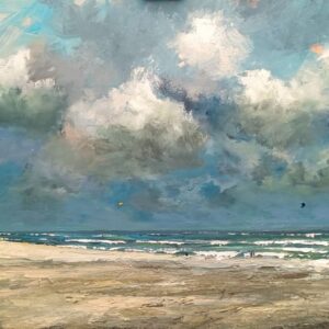 Noordzee strand, een schilderij van Wim van de Wege nu te zien in Gallery Van de Wege te Putten