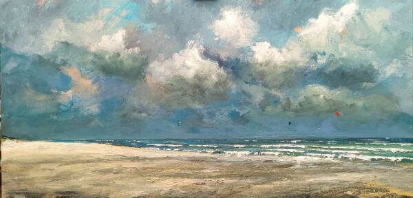 Noordzee strand, een schilderij van Wim van de Wege nu te zien in Gallery Van de Wege te Putten