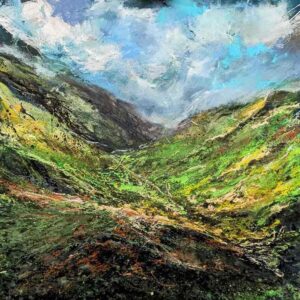 Wales countryside, a mixed media painting by Wim van de Wege in Gallery Van de Wege