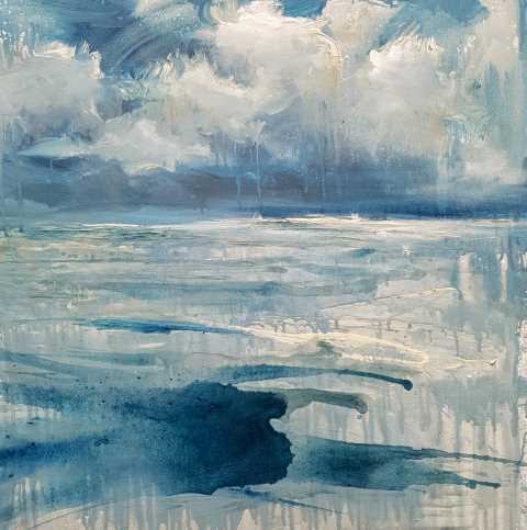 Winter op het strand, ee schilderij van Wim van de Wege nu te zien in Gallery Van de Wege te Putten