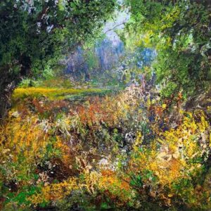 Schilderij De Hoge Veluwe, Wim van de Wege, mixed media op paneel, 150x120
