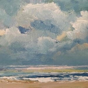 Waddenzee in herfstkleuren, schilderij Wim van de Wege
