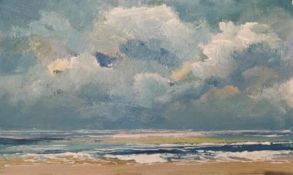 Waddenzee in herfstkleuren, schilderij Wim van de Wege